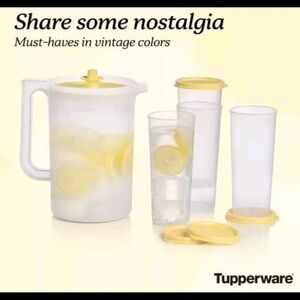 Tupperware Classic Yellow and White Beverage Set